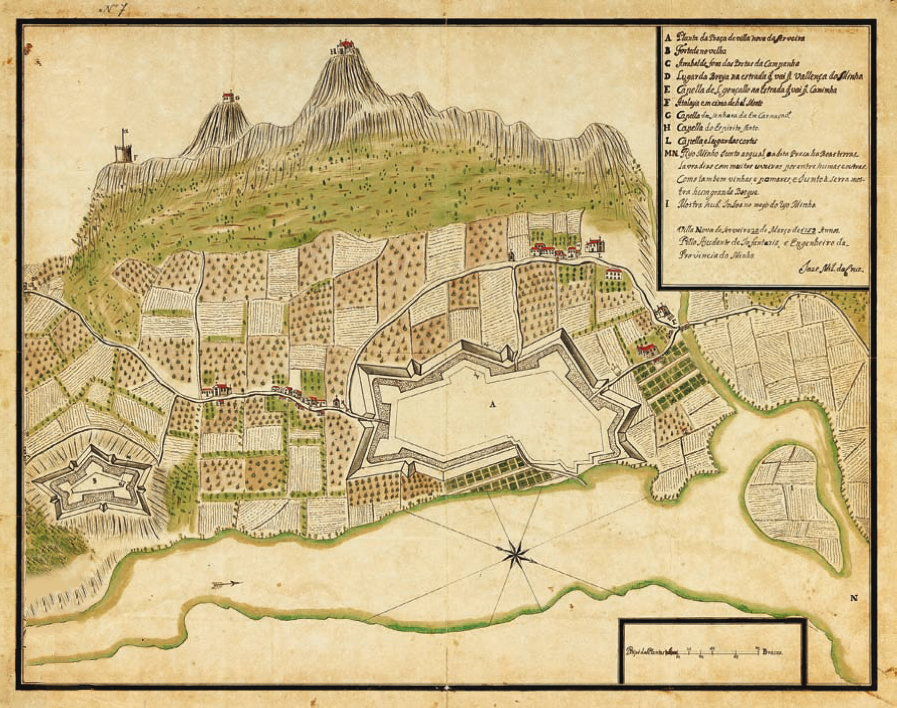 Prospeto da Praça de Villa Nova da Serveira, Joze Mlz.s sa Cruz, 1759; Arquivo GEAEM